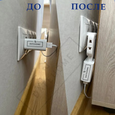 Тройник плоский поворотный для розетки, разветвитель 180 градусов